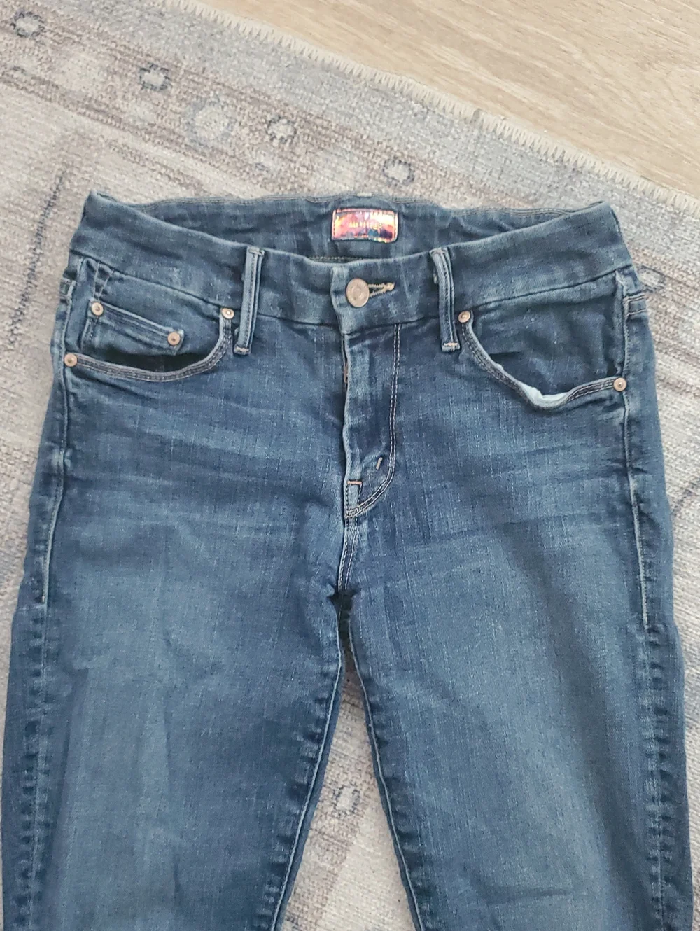 Mother Looker Ankle Fray Girl Crush Blue Stretch Soft Jeans Denim Pants Sz26